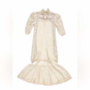 Vintage Lace Bridal Victorian Lined Wedding Dress Size 8